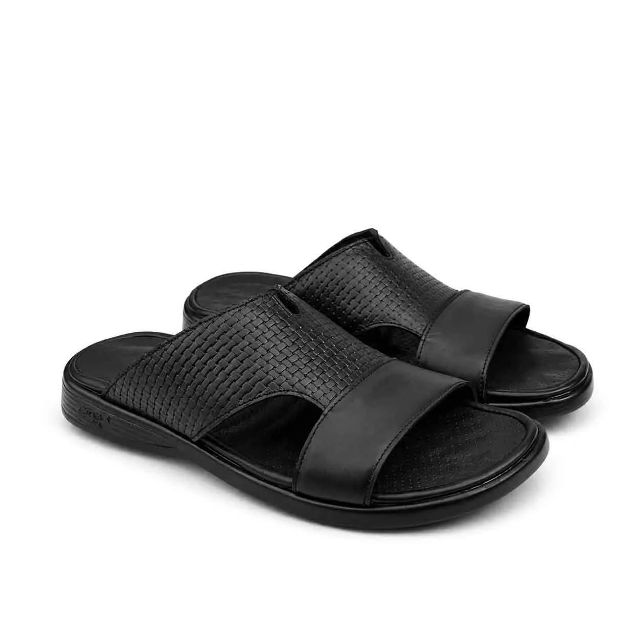 Sandale pour homme HR noir cuir   miniature